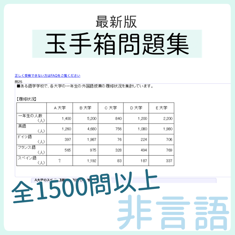【非言語】玉手箱問題集　スクショ（※解答集ではありません）【27卒・28卒対応】